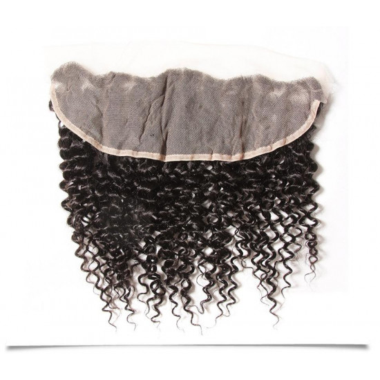 Preciousluxuryhair Hair Brazilian Virgin Curly Hair Lace Frontal with 4 Bundles, 100% Human Hair Extensions Wefts